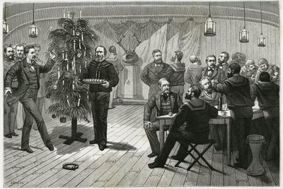 Na noite de Natal a bordo de La Vega, um navio apanhado no gelo do círculo polar, a tripulação substituiu o abeto por madeira flutuante, parede de ramos de vime, decorada com papel e velas, assim como vários pequenos itens destinados a serem distribuídos à de Unknown artist