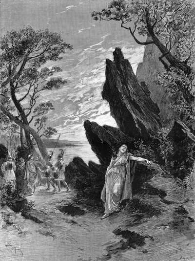 Ópera "Sapho" de Emile Augier (1820-1889) e Charles Gounod (1818-1893) com a cantora Krauss no último ato. Gravura em "Le Monde Illustré". de Unknown artist