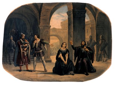 Palco de ópera "I vespri siciliani" (As Vésperas Sicilianas) composto por Giuseppe Verdi. cromolitógrafo do final do século XIX... de Unknown artist
