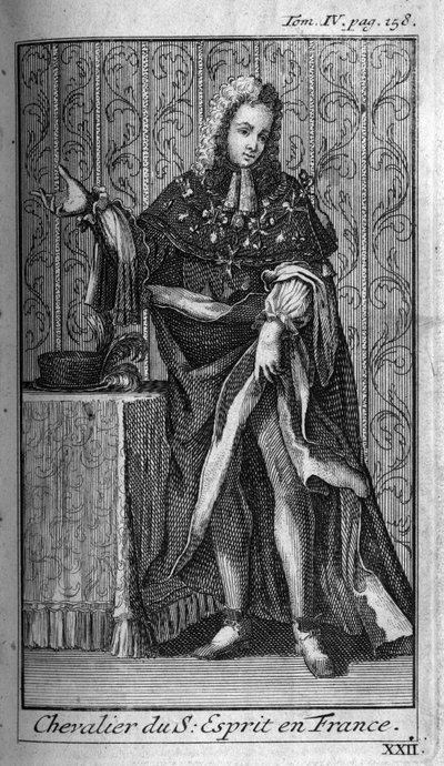 Ordem dos Cavaleiros do Espírito Santo (Ordem do Espírito Santo) na França no século XVI. Na "História das ordens militares ou cavaleiros, das milícias seguras e rotineiras de ambos os sexos, que foram estabelecidas até o presente. Edição tomada de Unknown artist