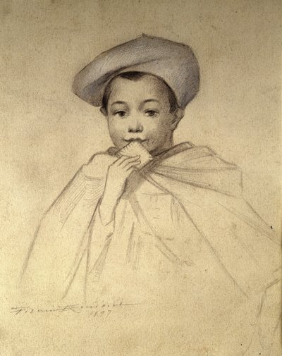 Retrato original usado como logotipo para as caixas de biscoitos "LU". de Unknown artist