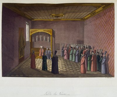 Império Otomano: The Throne Hall - in "The old and modern costume" de Ferrario, ed Milan de Unknown artist