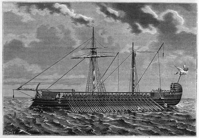 Visão geral de uma triere ateniense. de Unknown artist