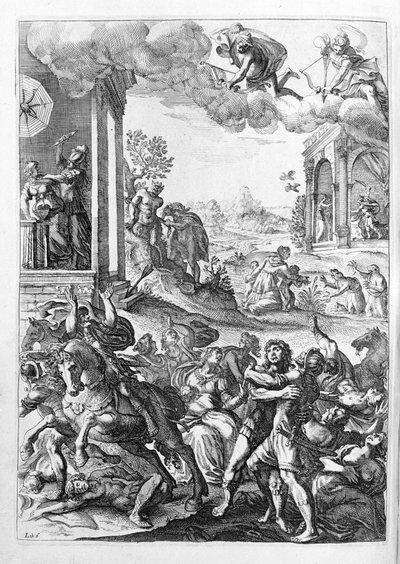Ovide (Ovidius) - ilustração para o livro 15 - (P. Ovidii Nasonis Metamorphose libri XV um notis TH. Farnabii.) nota de Thomas Farnaby (Farnabia) (1575-1647) de Unknown artist