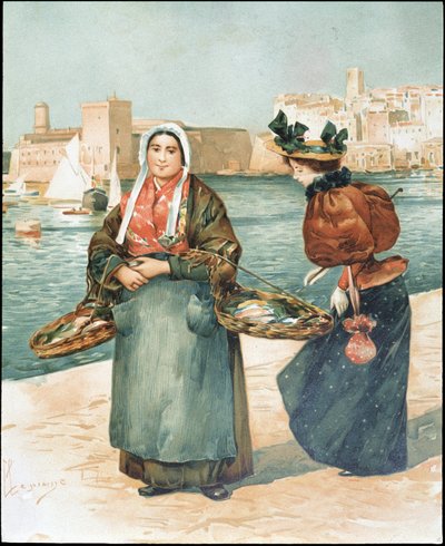 Comerciante de ostras - desenho de Dellepienne de Unknown artist