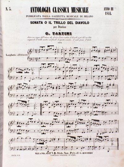 Página da partitura musical de Devil