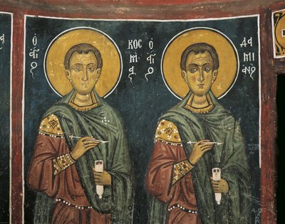 Pinturas de São Cosmas com São Damião, Panagia Ties Asinou Church, Nikitart, Chipre de Unknown artist