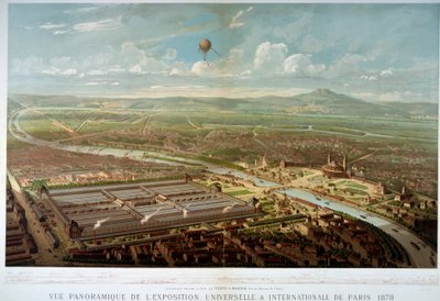 Vista panorâmica da Exposição Universal de 1878 em Paris. Paris, Musee Carnavalet de Unknown artist