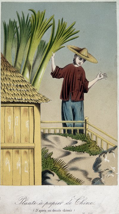 Fábrica de papel, China - gravura de Unknown artist