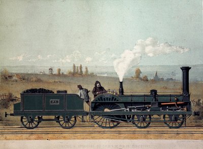 Locomotiva de passageiros e vagão de carvão da Estrasburgo (sistema Crampton) de Unknown artist