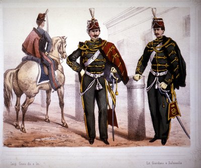 Piacenza Hussars (Itália), traje em 1866. de Unknown artist