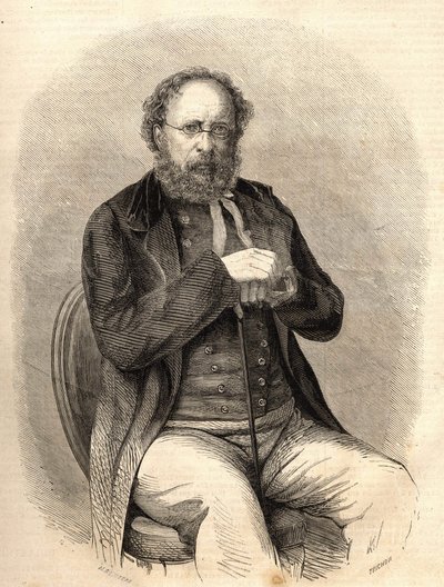 Pierre Joseph Proudhon (1809 - 1865). Teorista socialista francês, precursor do anarquismo. Gravura de 1865. Coleção Bianchetti de Unknown artist