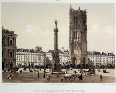 Place du Chatelet e a Torre Saint-Jacques de Unknown artist