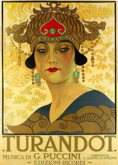 Cartaz da ópera Turandot no Teatro alla Scala. 1926 de Unknown