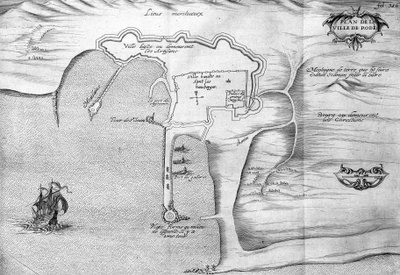 Plano de Rodes (Rodes) - em "Voyage de levant made by the command of the king in the year 1621", editado em 1629 (sob o reinado de Luís XIII Le Juste) de Unknown artist