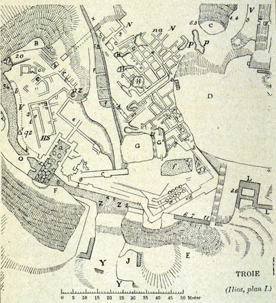 Plano de Tróia: Escavação de Heinrich Schliemann de Unknown artist