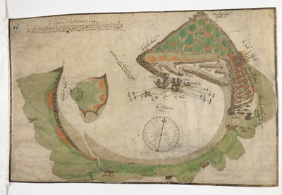 Plano da cidade e do porto de San Sebastian, desenhado por Richard Poulter, Junho de 1585 de Unknown artist