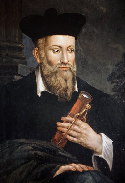 Retrato de Michel de Nostre-Dame (Nostre Dame), conhecido como Nostradamus, astrólogo (1503-1566), detalhe, Maison de Nostradamus, Salon de Provence, Bouches du Rhone de Unknown artist