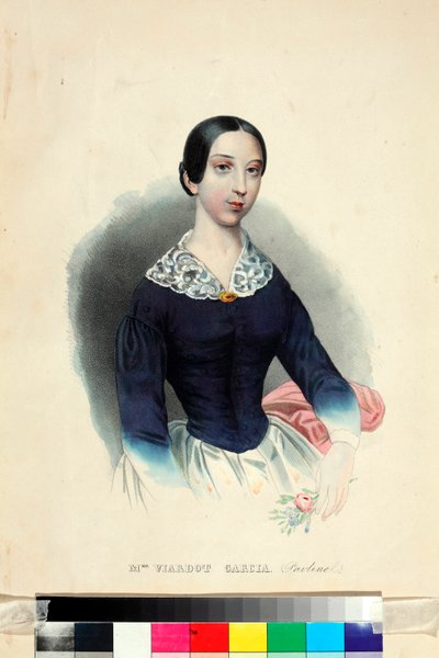 ""Retrato da cantora e compositora Pauline Viardot (1821-1910)"" (Retrato da cantora e compositora Pauline Viardot (1821-1910)) Aquarela anônima por volta de 1840 Dim 44.5x31.5 cm I Turgenev Memorial Museum, Moscou de Unknown artist