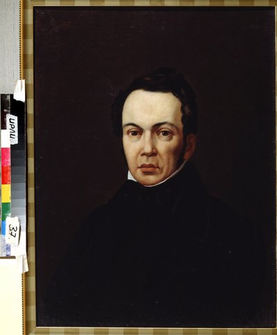 Retrato do autor, orientalista e jornalista Osip Senkovsky (1800-1858). Pintura anónima. Óleo sobre tela, ca. 1830. Romantismo. Instituto de Literatura Russa IRLI (Pushki House de Unknown artist