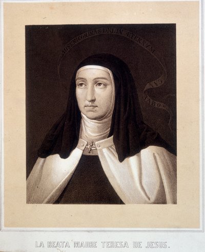 Retrato em busto de Santa Teresa de Jesus (ou Santa Teresa de Ávila) (1515-1582), gravura de Unknown artist