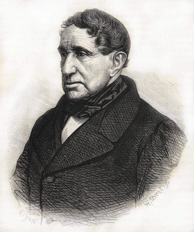 Retrato de Achille Léonce Victor Charles de Broglie (1785 - 1870), Duque de Broglie. Gravura do século XIX. de Unknown artist