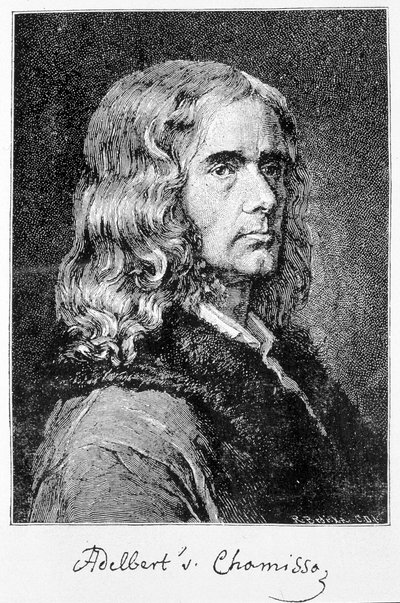 Retrato de Aldebert Von Chamisso de Boncourt (1781-1838), escritor e estudioso alemão de origem francesa - gravura de Unknown artist