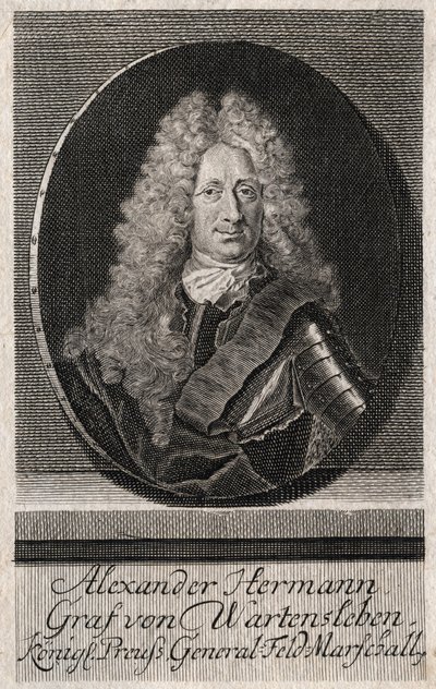 Retrato de Alexander Hermann Graf von Wartensleben (1650-1734) oficial nos exércitos de vários estados alemães - gravura de Unknown artist