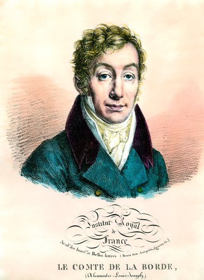 Retrato de Alexandre Louis Joseph, Conde de Laborde (1774-1842) arqueólogo e político francês. Gravura da Coleção Privada do século XIX de Unknown artist