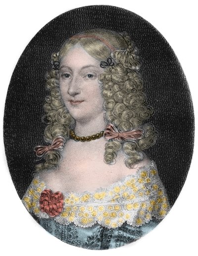 Retrato de Anne-Genevieve de Bourbon-Conde (1619-79) Duquesa de Longueville - Retrato de Anne Genevieve de Bourbon Conde (Anne-Genevieve de Bourbon-Conde), Duquesa de Longueville (1619-1679) gravura do século XIX de Unknown artist