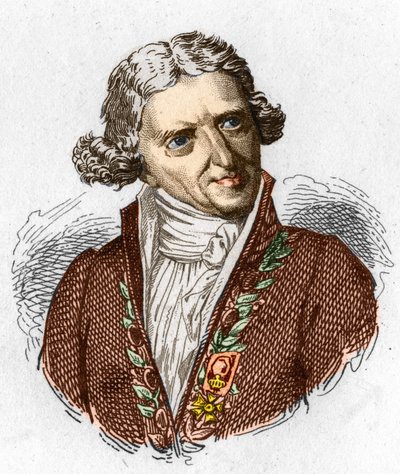 Retrato de Antoine Augustin Parmentier (1737 - 1813), farmacêutico militar e agrônomo francês. Gravura a partir de 1845. de Unknown artist