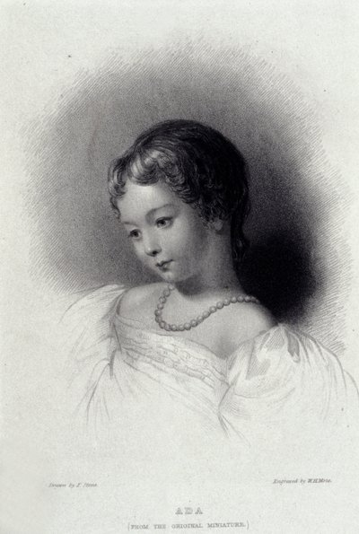 Retrato de Augusta Ada Byron (1815-1852) que se tornou Anna Lovelace, filha do poeta George Gordon Byron. Gravura do século XIX. de Unknown artist