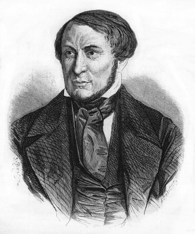Retrato de Auguste Barbier (1805 - 1882), escritor francês. gravura de 1870. de Unknown artist