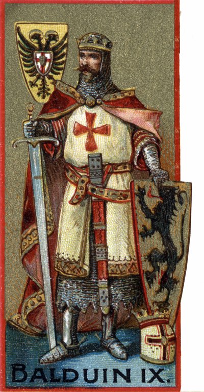 Retrato de Balduíno IX (Baudouin IX da Flandres) ou (Baudouin VI de Hainaut) conhecido como Baudouin de Constantinopla, Imperador de Constantinopla de 1204 a 1205 sob o nome de Baudouin I. Chromo do final do século XIX. de Unknown artist