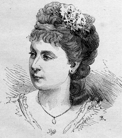 Retrato de Blanche Baretta (Barreta) (n. 1855), comediante francês, membro da Comedie Francaise de 1875 a 1901. Gravura em "Le Monde Illustré" n¡1168 de 16 de Agosto de 1879. de Unknown artist