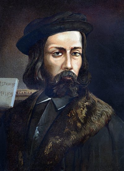 Retrato de Blasco de Garay, engenheiro espanhol do século XVI. de "La Ciencia y sus Hombres de Louis Figuier" Barcelona 1881 de Unknown artist