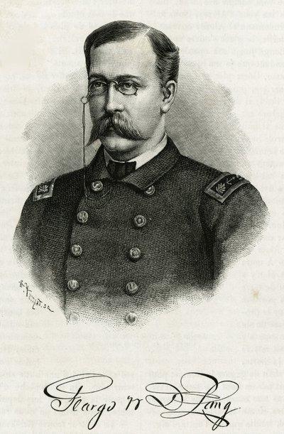 Retrato do Capitão Georges Washington De Long (1844-1881) da tripulação de La Jeannette, para a missão no pólo norte. Gravura para ilustrar "Le voyage de la Jeannette" (A viagem da Jeannette) de Unknown artist