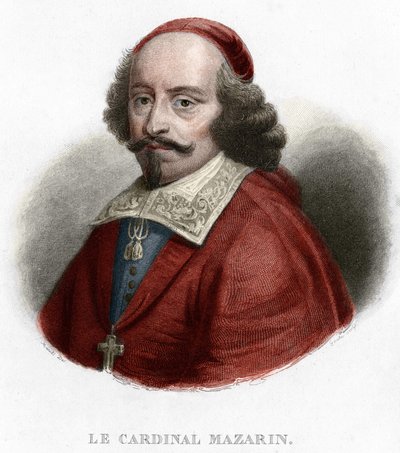 Retrato do Cardeal Jules Mazarin (Giulio Raimondo Mazzarino ou Mazarino) (1602-1661) gravura de 1854 de Unknown artist