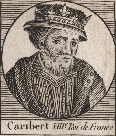 Retrato de Caribert, Rei dos Francos (561-567) - Caribert ou Charibert (d.567) Rei dos Francos - gravura de "Instruction sur l