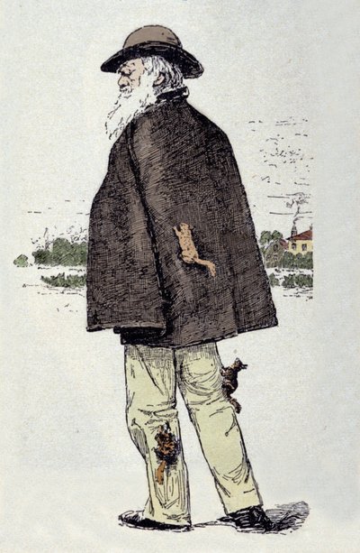 Retrato de Charles Darwin (1809-1882) brincando com esquilos. de Unknown artist