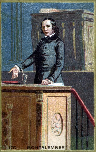 Retrato de Charles Forbes, Conde de Montalembert (1810 - 1870), jornalista e político francês. Cromolitografia do final do século XIX. de Unknown artist