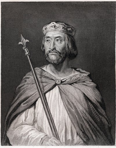 Retrato de Carlos III dit le Simple (879 - 929), Rei de França (898 - 929) - em "Histoire des Français" de Lavallée, gravura, sd. de Unknown artist
