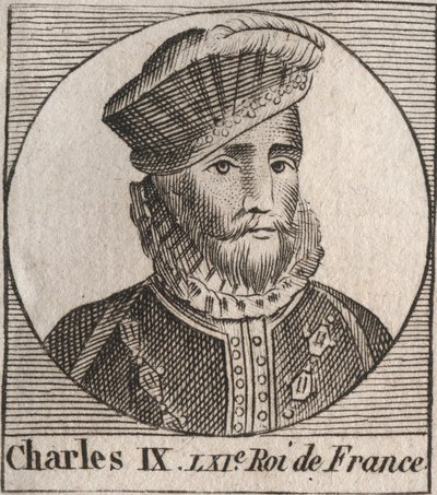 Retrato de Carlos IX (1550-1574), Rei de França - Carlos IX rei de França de 1560 a 1574 - gravura de "Instruction sur l