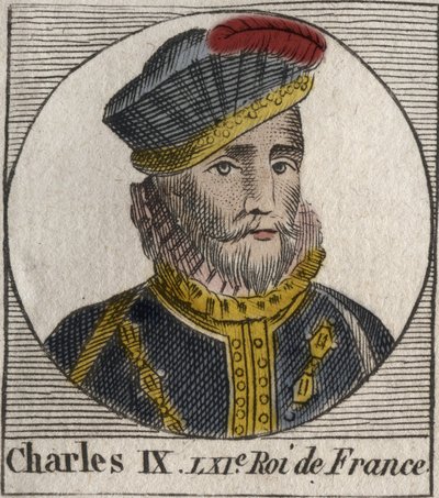 Retrato de Carlos IX (1550-1574), Rei de França - Carlos IX rei de França de 1560 a 1574 - gravura de "Instruction sur l
