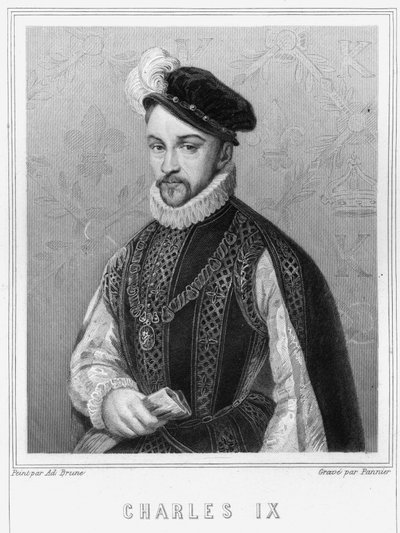 Retrato de Carlos IX (1550 - 1574), Rei de França - em "Histoire des Français" de Lavallée, gravura, sd. de Unknown artist