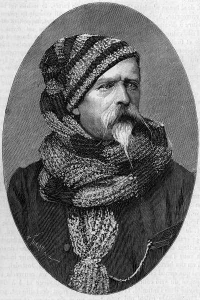 Retrato do Campeão Charles Marie Etienne Dubois de Nansouty (1815-1895), general francês, em vestido de montanha. (De uma fotografia tirada em Bagneres de Bigorre, em 1879). Gravura em "La Nature: Revue des sciences et de leurs applications aux arts et a l de Unknown artist