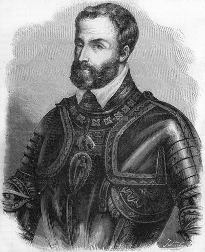 Retrato de Carlos V (1500-1558), Imperador do Sacro Império Germânico de 1519 a 1556. Gravura do século XIX. de Unknown artist