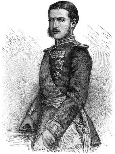 Retrato de Carlos de Hohenzollern (1839-1914), príncipe reconquistador da Roménia, então rei Carlos I (Carol I) - Gravura no "The Illustrous Journal" de Unknown artist