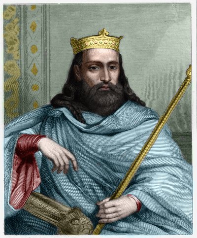 Retrato de Clotaire (Clothaire) I (497 - 561), Rei da Neustria e Rei dos Francos - em "Histoire des Francais" de Lavallee, gravura, sd. de Unknown artist