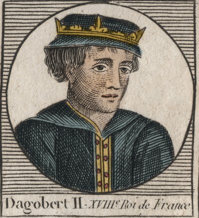 Retrato de Dagobert II, Rei dos Francos de 711 a 716 - Dagobert II (676-679), Rei da Austrália - gravura de "Instruction sur l